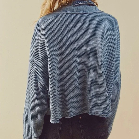 NWT Free People | FP One Cropped Scout Jacket in Blue size XL - Picture 4 of 10